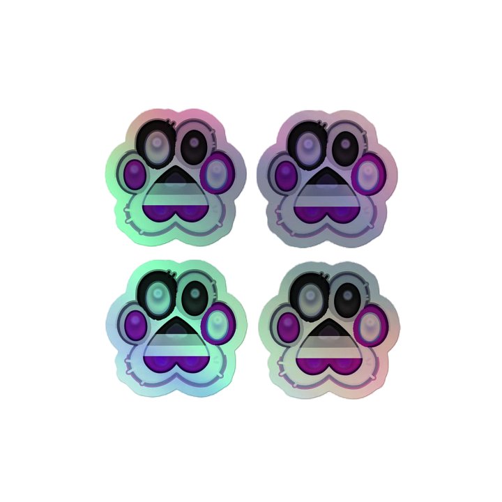 Asexual Pride Paw Print Holographic Kiss Cut Sticker Sheet product image (1)