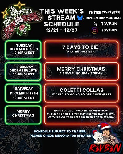Here is this week's schedule!