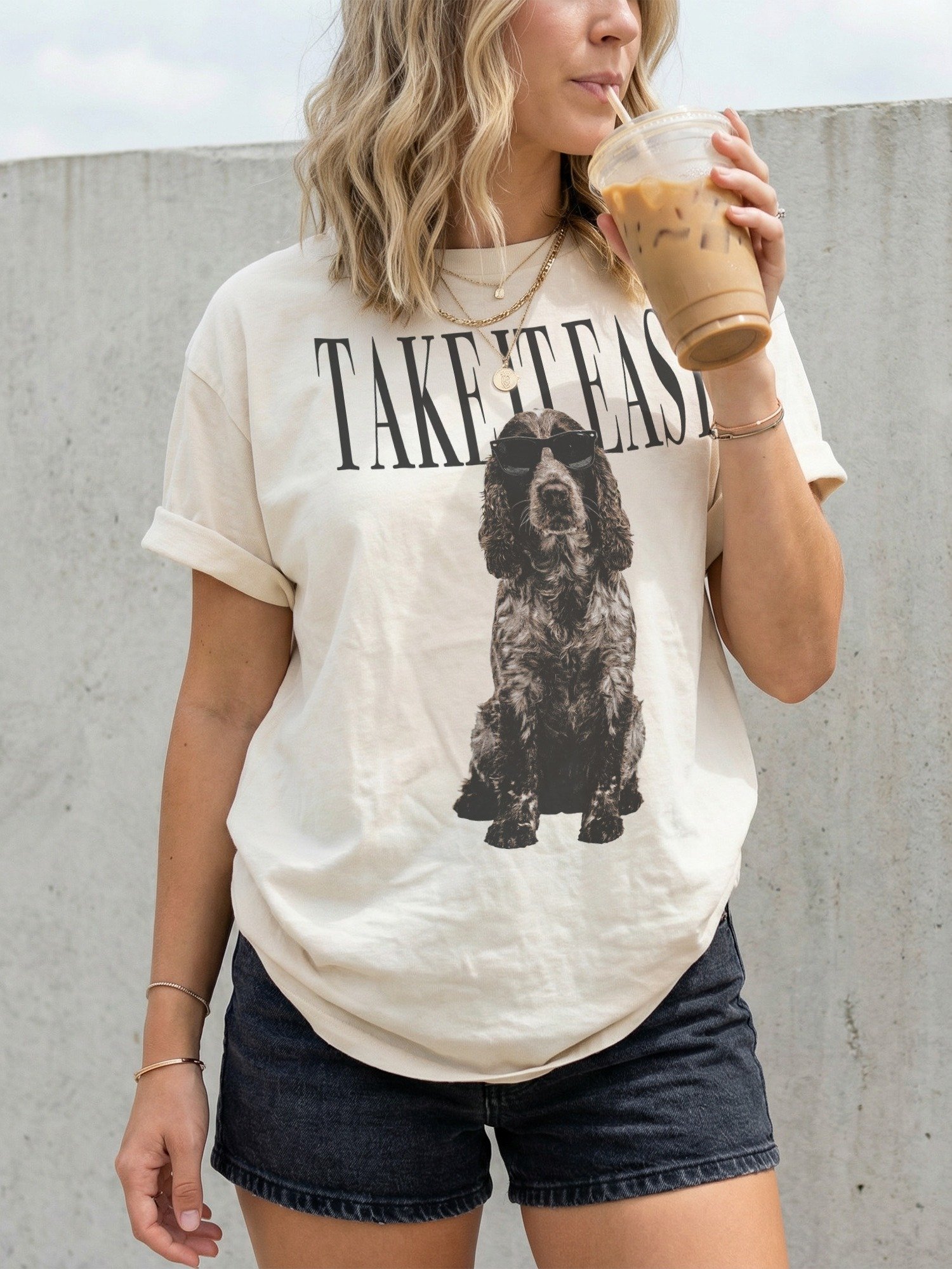 Take It Easy '90s Pop Vintage-Style T-Shirt for Working Cocker Spaniel(Liver Roan) Owners product image (2)