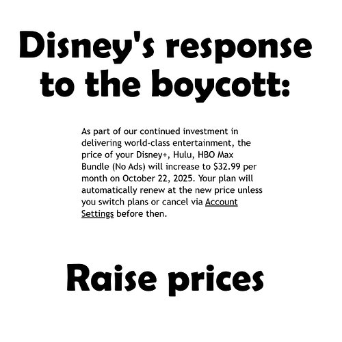 Disney isn't waiting to try and make up the 3.8 billion dollar loss—they sent out emails raising prices.

We've been cancelli...