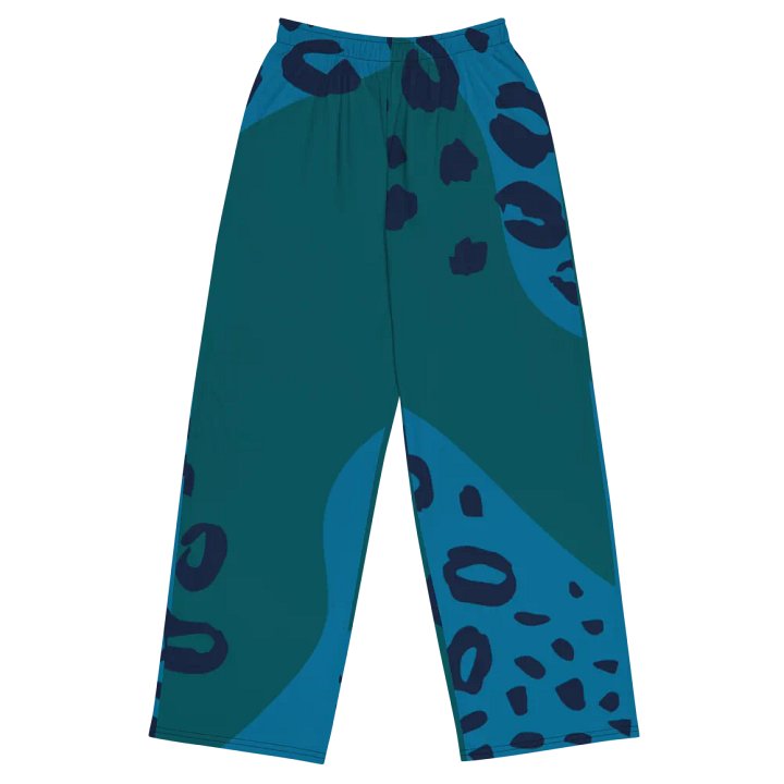 Organic Teal Spots Wide-Leg Pants product image (1)