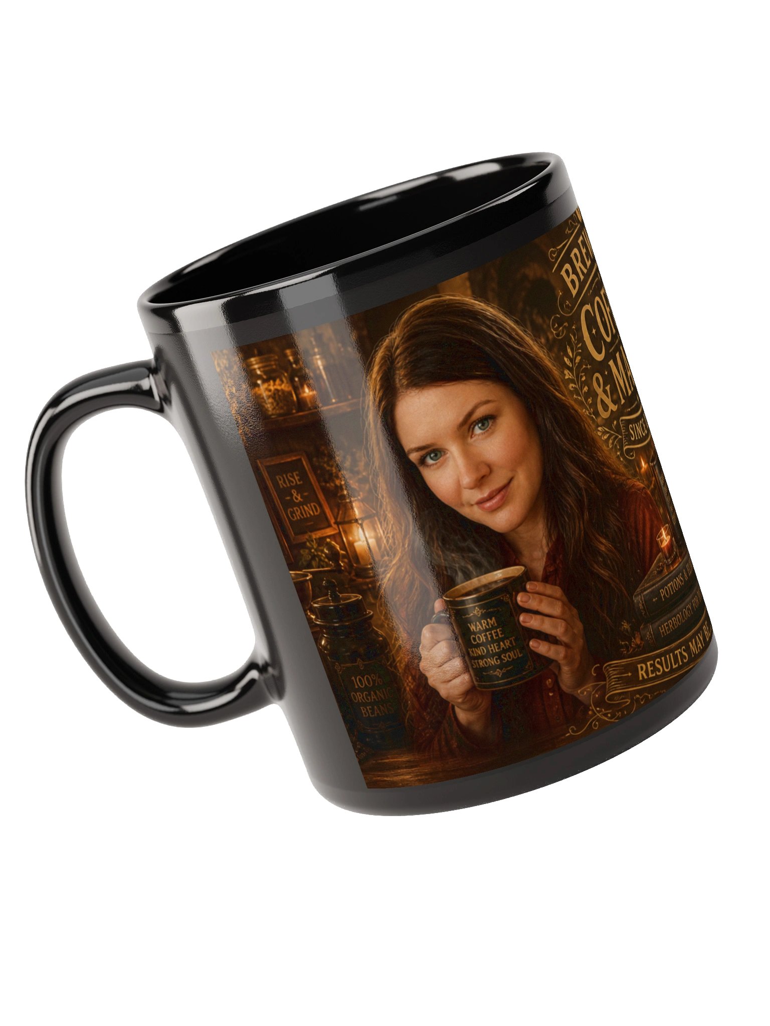 Brewing Coffee & Magic — Black Glossy Mug product image (9)