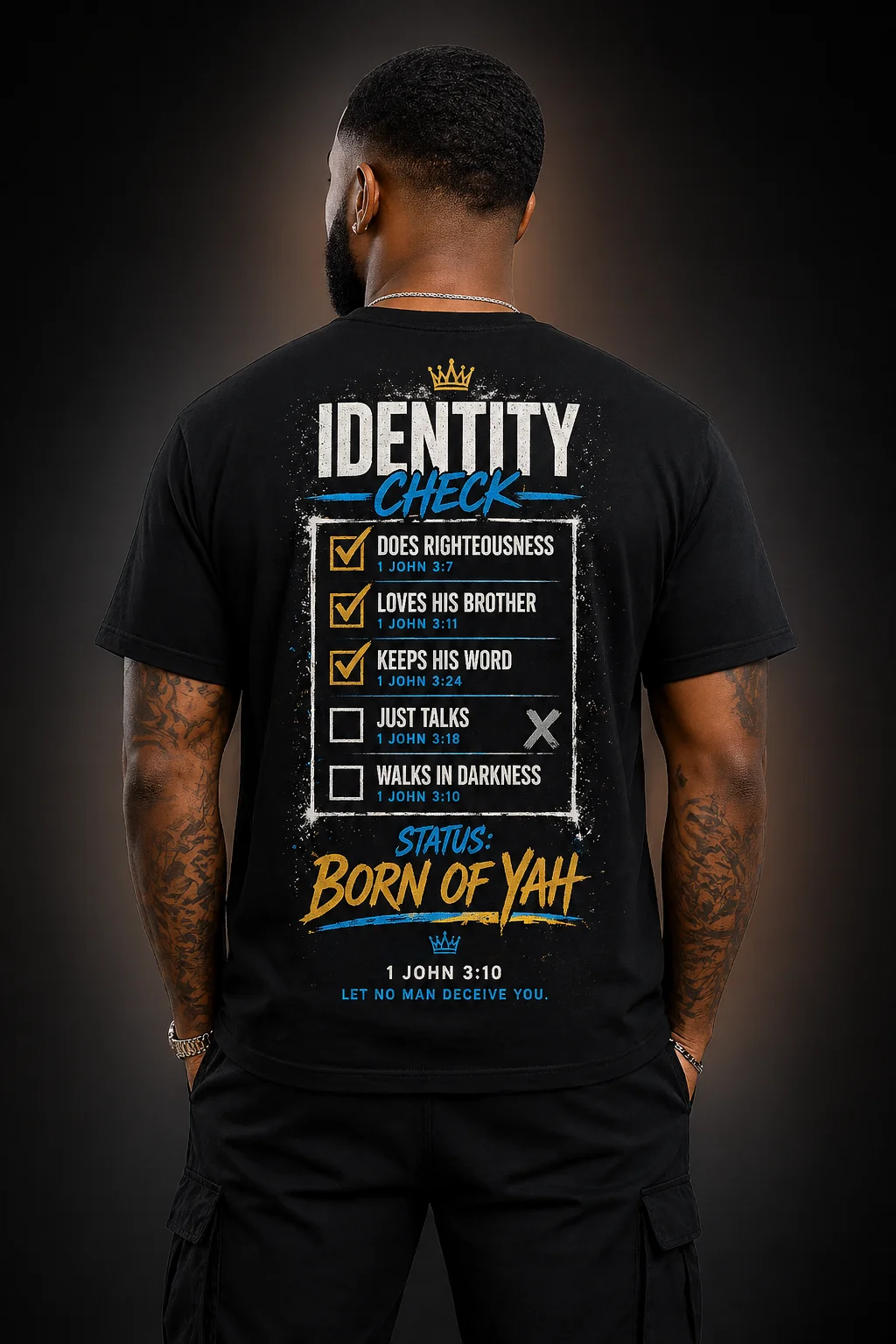 Born Different: Yah Men’s Tee (1 John 3) — Identity & Truth Streetwear Graphic product image (2)