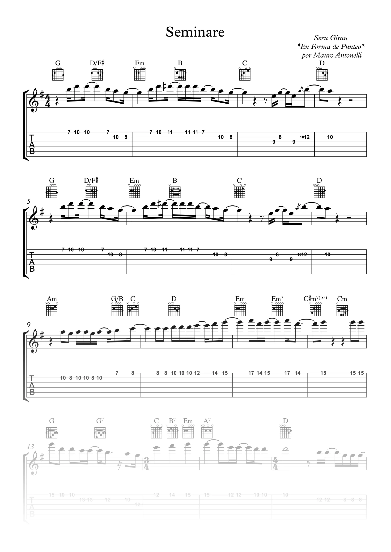 Seminare - Partitura + Tabs + Acordes + Pista product image (1)