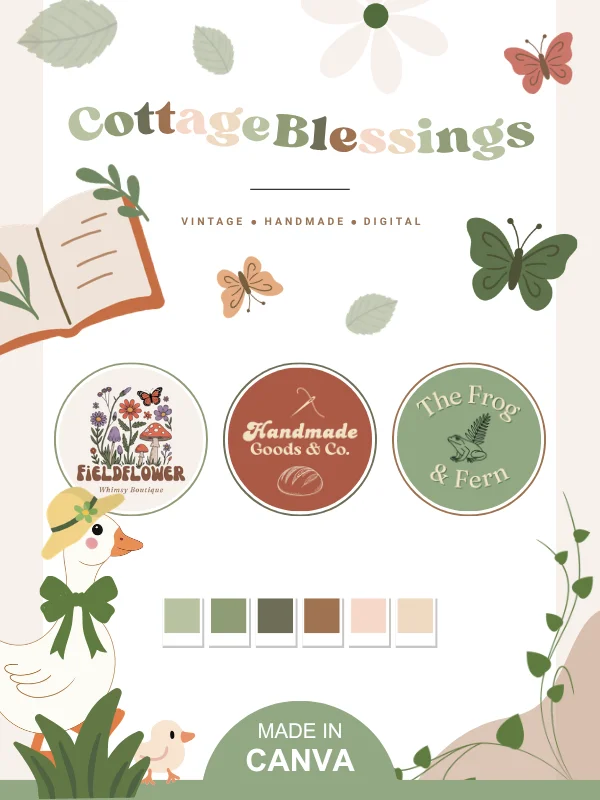 Cottagecore Logo Templates Canva (MRR/PLR) product image (1)