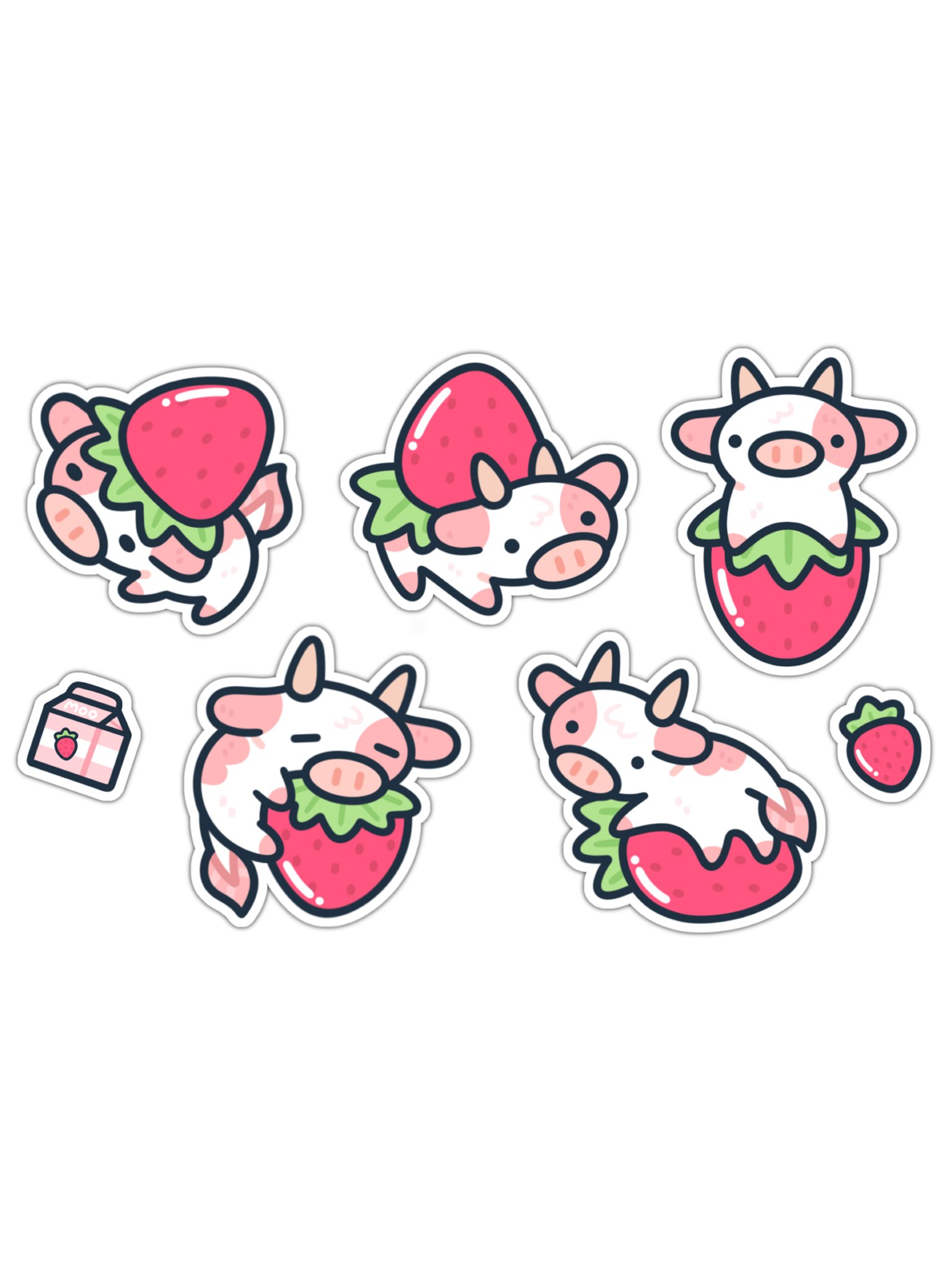 Strawberry Cow Sticker Sheet product image (3)