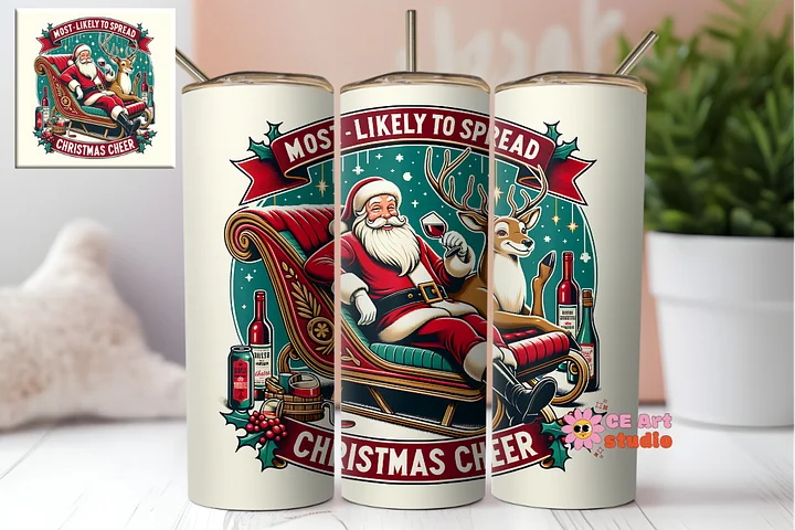 Most Likely to Spread Christmas Cheer Tumbler Wrap PNG product image (1)