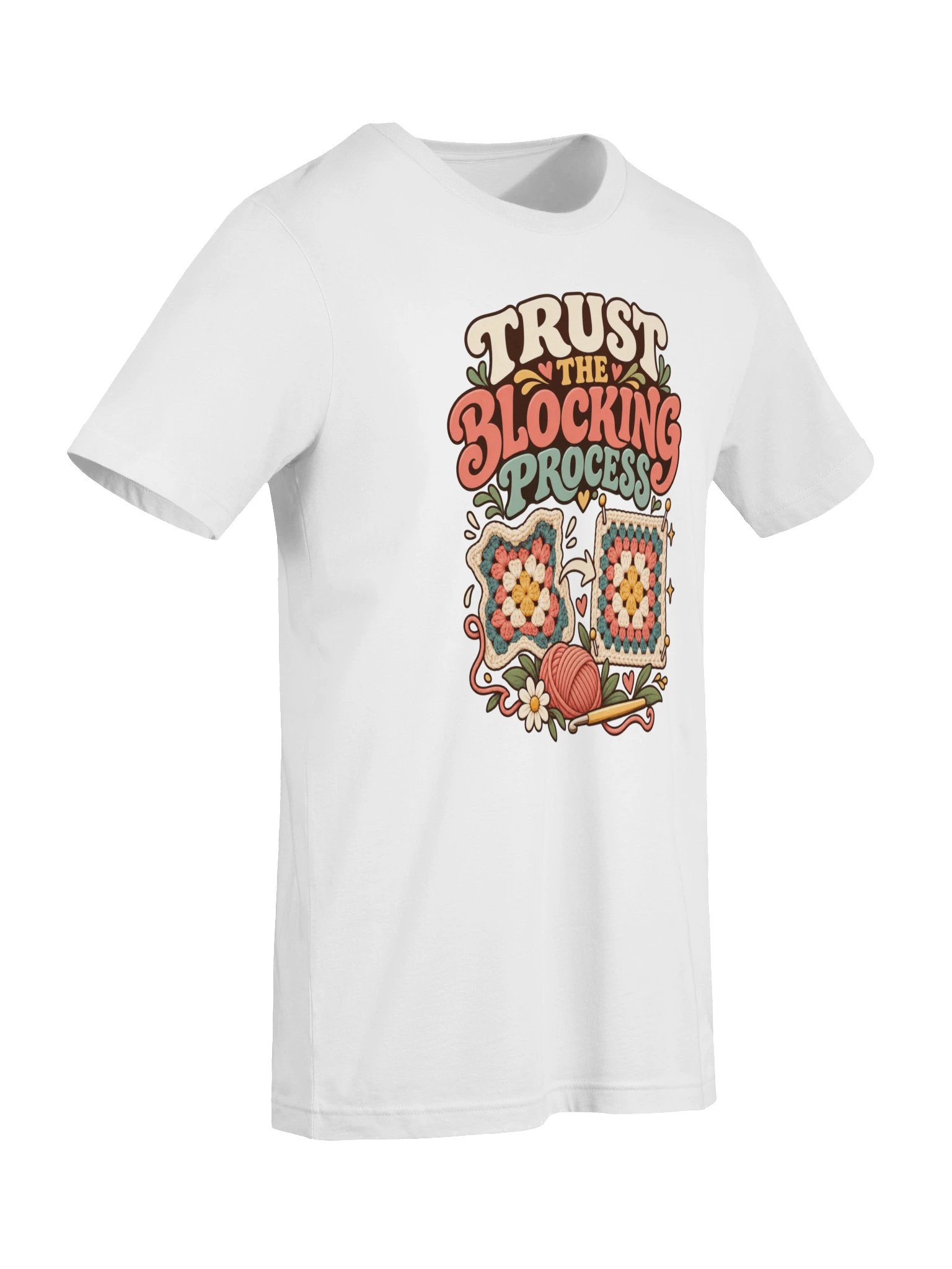 Trust the Blocking Process Crochet T-Shirt | Granny Square Lover Gift product image (7)