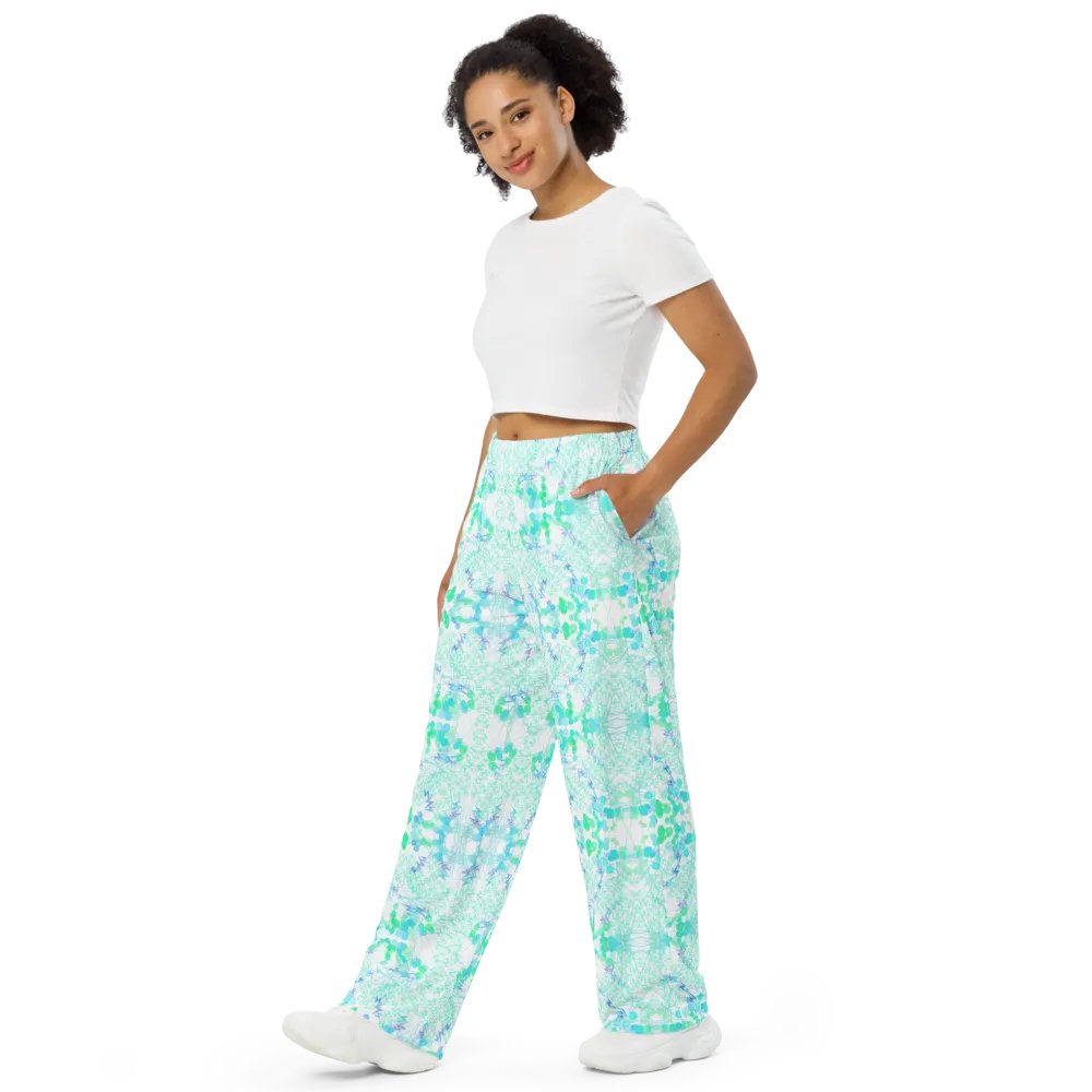 Aqua Mesh Geometric Design Unisex Wide Leg Bottoms product image (5)