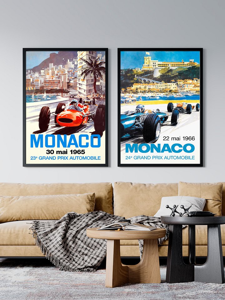 Monaco Vintage F1 Grand Prix, 1965 poster — Vintage Formula 1 poster, Monaco Grand Prix poster, retro travel poster, retro travel art product image (2)