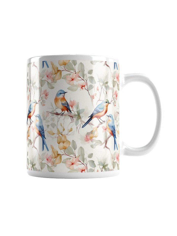 Bluebirds White Glossy Ceramic Mug by Treasure Pie product image (1)