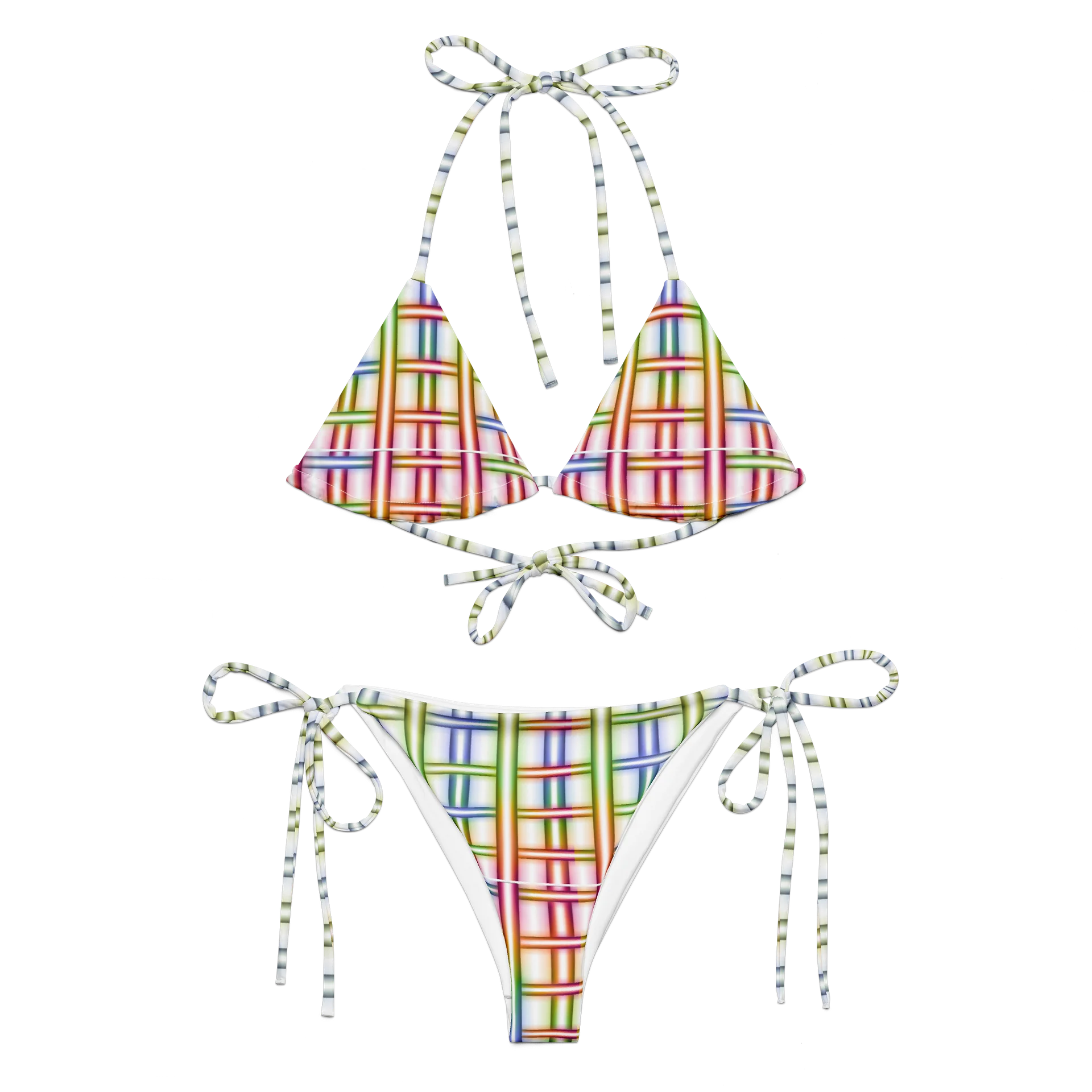 Symmetric Splendor Recycled Bikini Set Neon-Gitter: Geometrischer Regenbogen-Look product image (5)