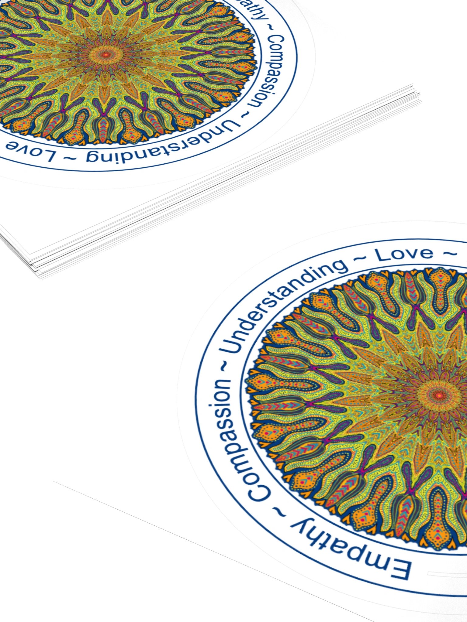 Mandala Kaleidoscope Stickers: Beautiful Burst Design Says: Empathy Compassion Understanding Love Kindness product image (4)