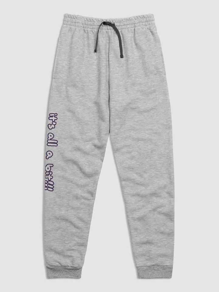 “It’s all a bit!!!” (long lined design, #432A54) unisex joggers product image (1)