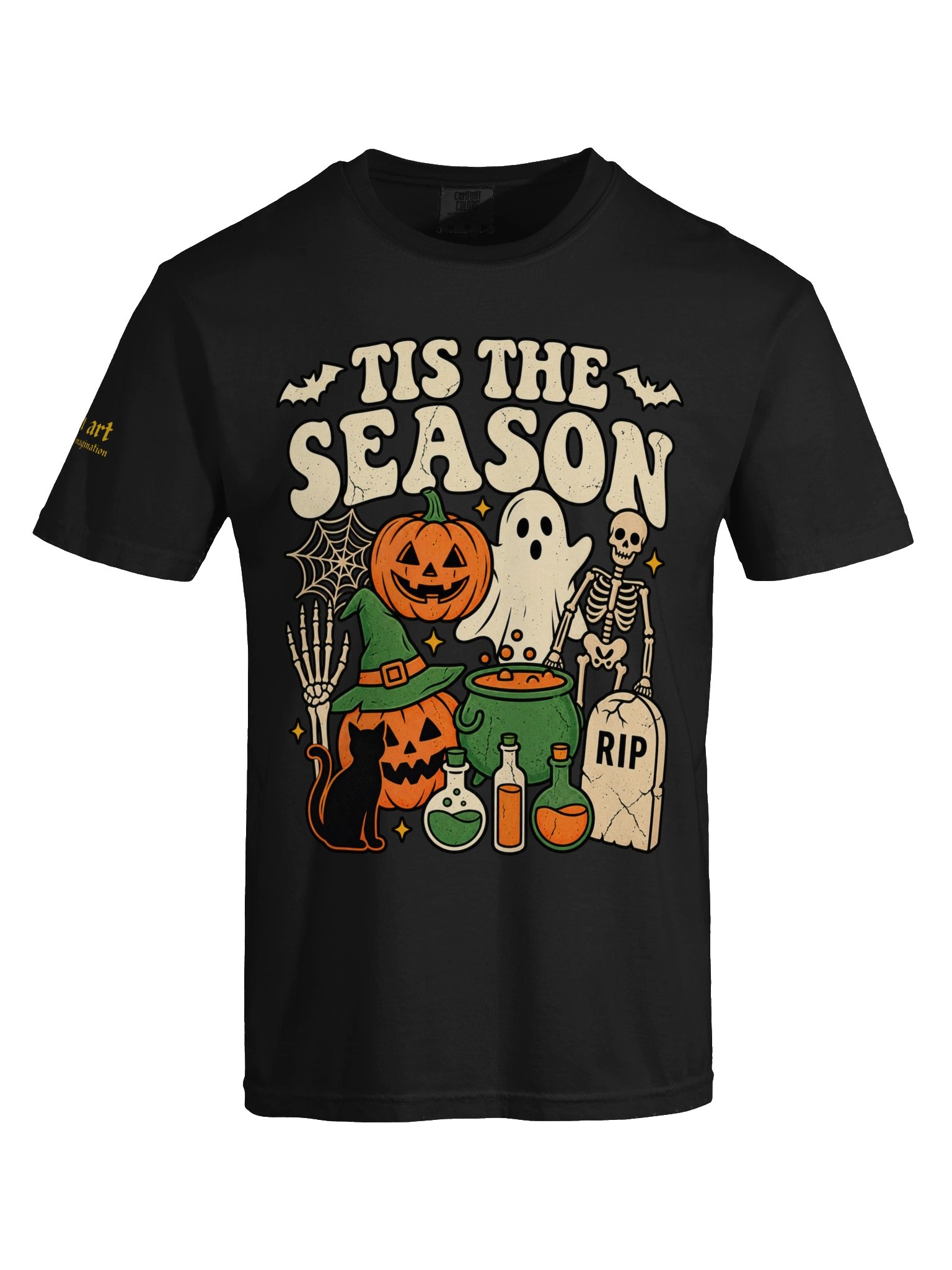 Tis The Season T-Shirt | Retro Spooky Season Ghost Skeleton & Pumpkin Graphic Tee product image (5)