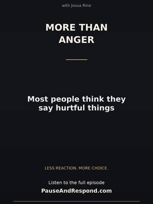 Main caption: Sometimes the words you regret come out when you're overwhelmed, insecure, afraid, or carrying pressure you haven't addressed. Recognizing what's happening underneath your reaction gives you something specific to work on. Listen to “Why You Say Things You Regret” on Pause & Respond. https://f.mtr.cool/mxi2u3z5dh #PauseAndRespond #EmotionalControl #ThinkBeforeYouSpeak #RelationshipCommunication
