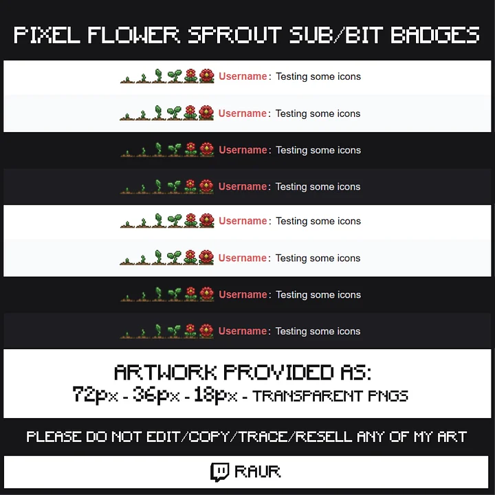 Twitch Pixel Sprouting Flower - Sub/Bit Badges product image (2)