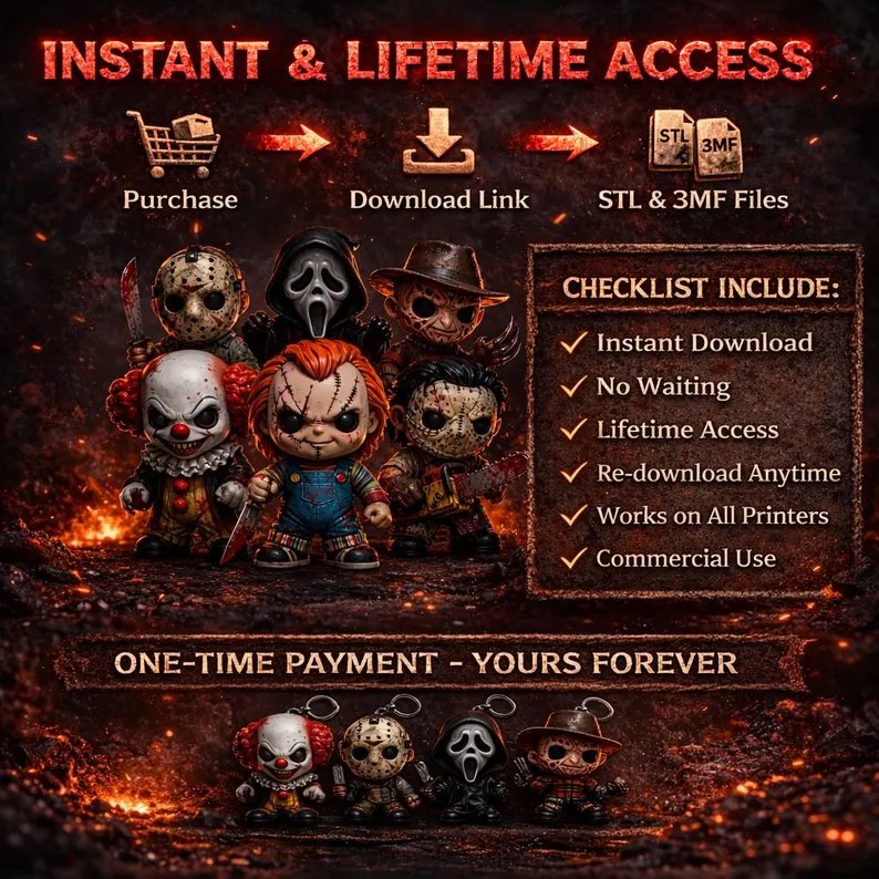 100 Mini Flexi Horror Icons STL & 3MF Bundle product image (2)