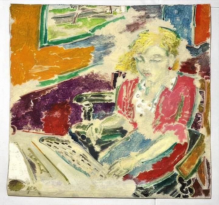 Woman Typing (1987) (51" x 48") Rolled Canvas Original product image (1)
