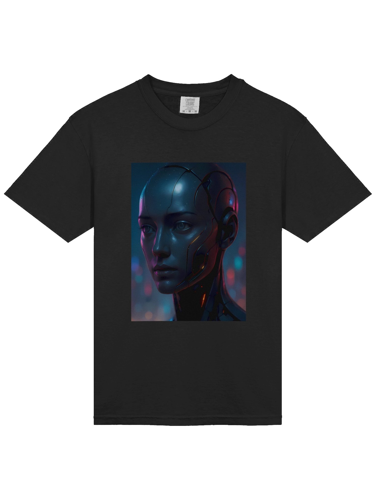 Cyberpunk Android Woman Graphic T-Shirt - 100% Cotton Unisex Heavyweight Crew Neck Futuristic Streetwear Top product image (3)