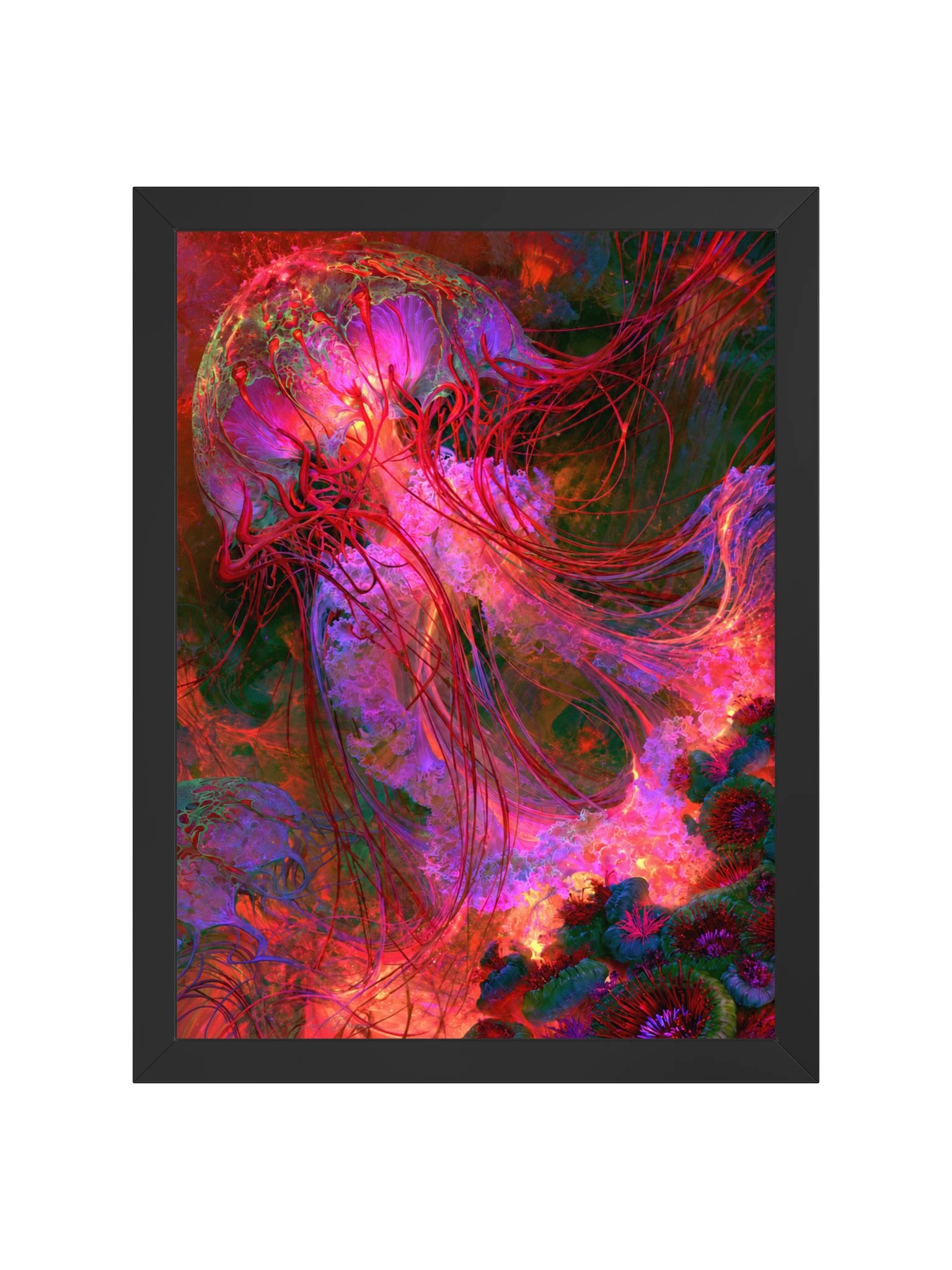 Jellyfish Framed Art Print — Crimson Jellyfish product image (5)