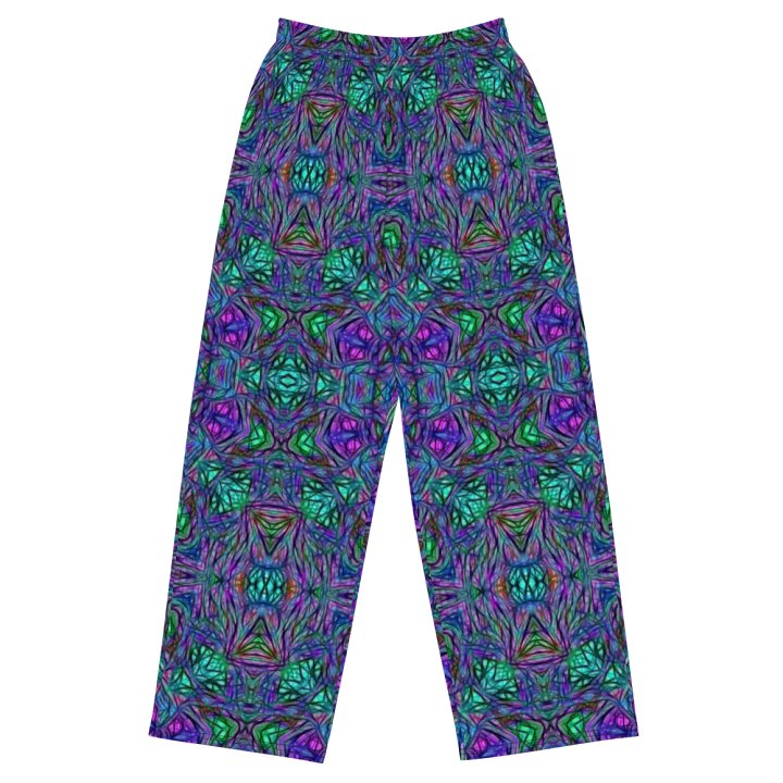 Blue Green Purple Kaleidoscope Wideleg Pants product image (2)