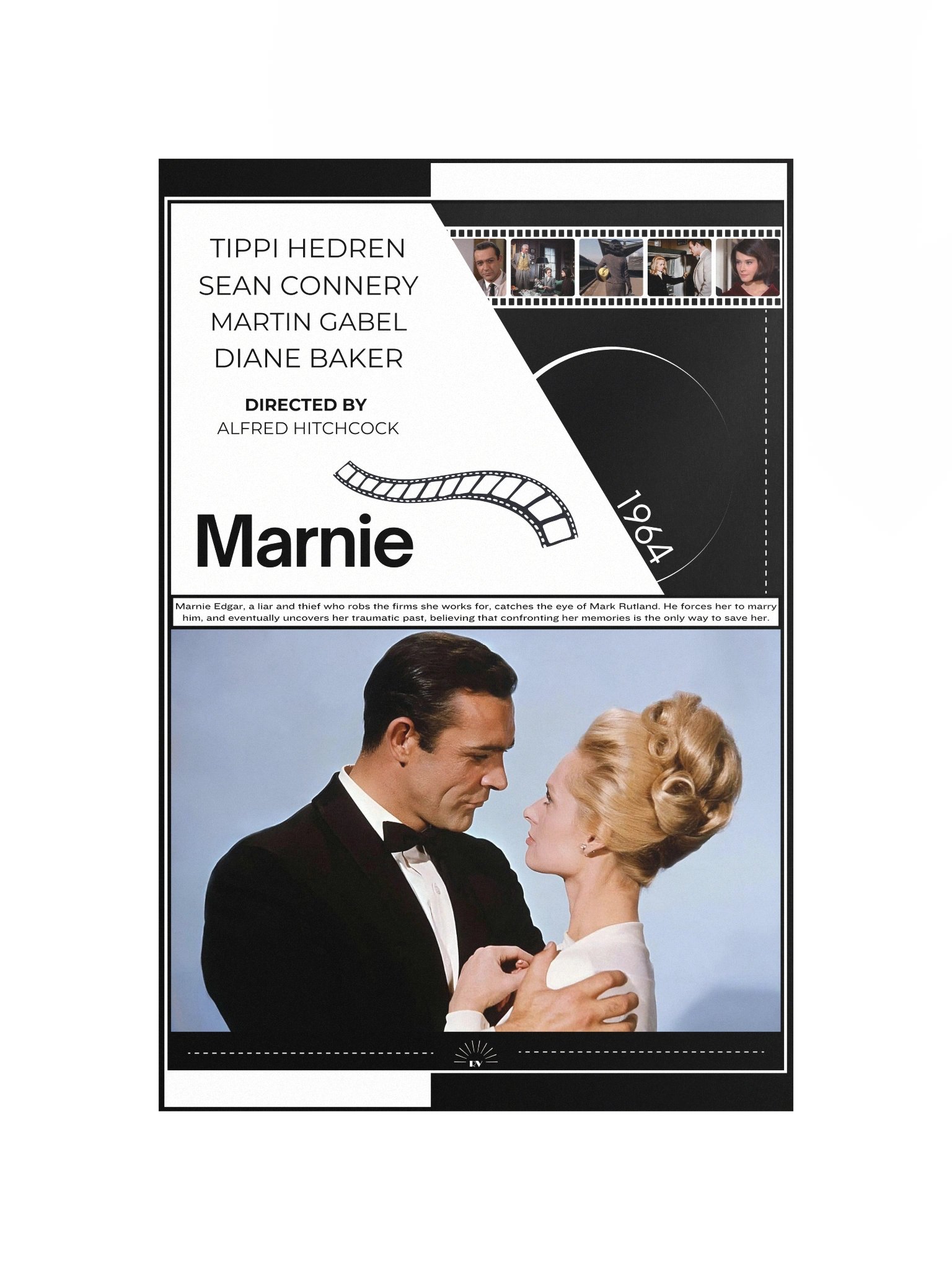 Marnie with Sean Connery and Tippi Hedren 1964 | Movie Poster | 12x18 Wall Art product image (4)