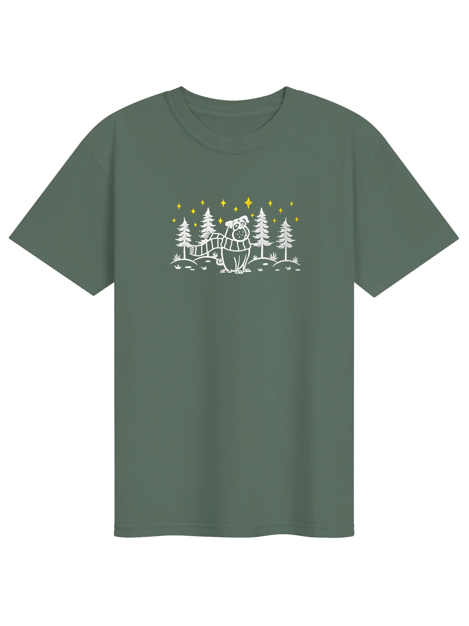 Pug Winter/Christmas Line Art Design Embroidered T-Shirt product image (9)