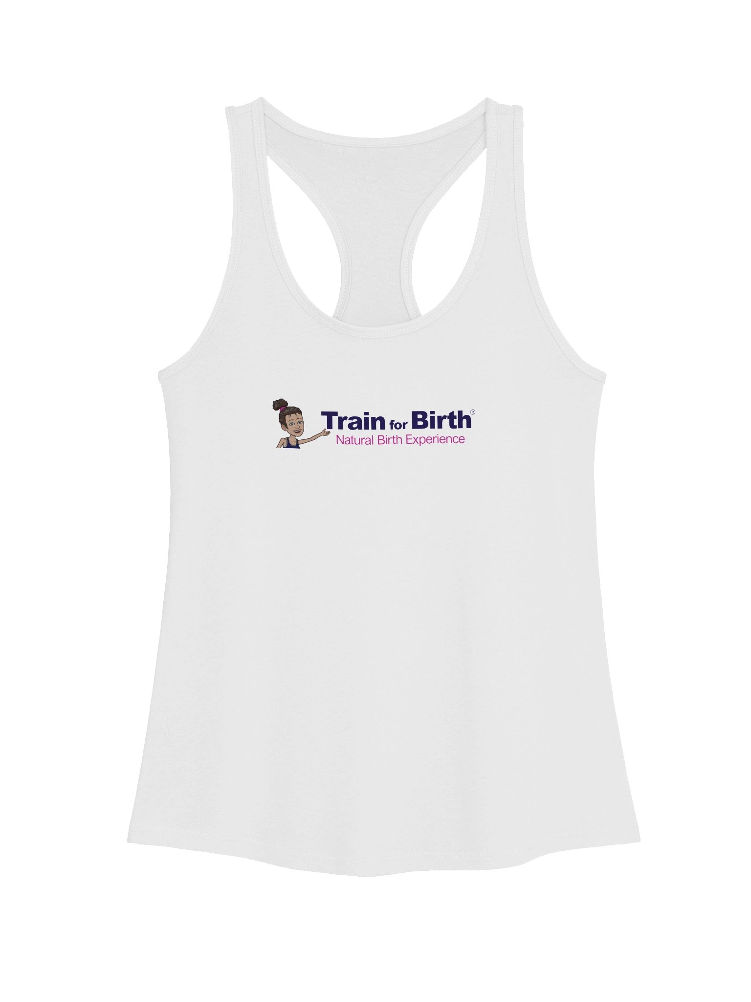 Train for Birth® Next Level Women's Racerback White Tank Top product image (1)