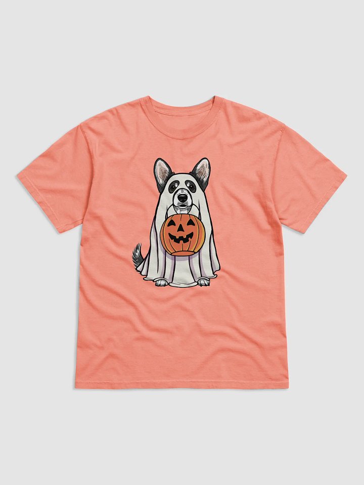 Funny Halloween Cardigan Welsh(Black & White) Corgi T-Shirt | Funny Corgi Wearing a Ghost Costume and Holding a Pumpkin Basket product image (1)