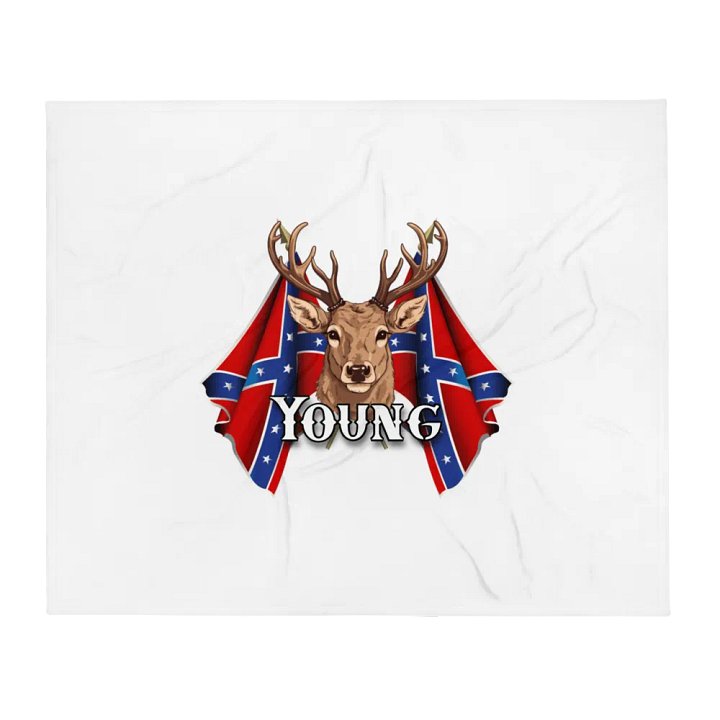 "Young" Last Name Rebel Redneck Deer - Throw Blanket product image (1)