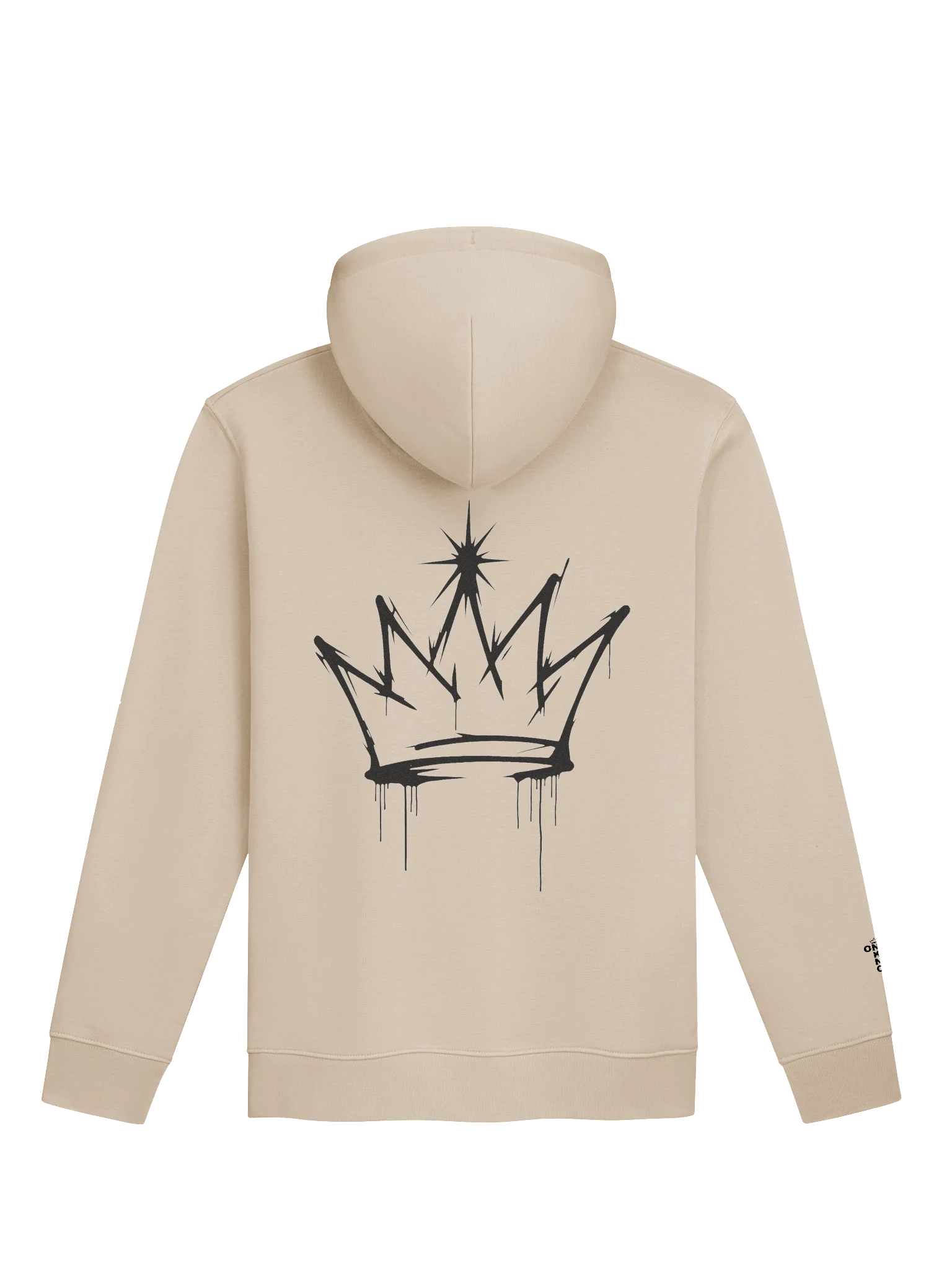 ONE KING Urban Crown 100% Organic Cotton Premium Street Hoodie with embroidered sleeve logo black print product image (1)