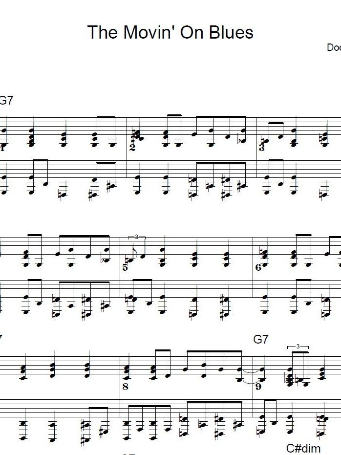 The Movin On Blues - Blues piano - Piano sheet music product image (1)
