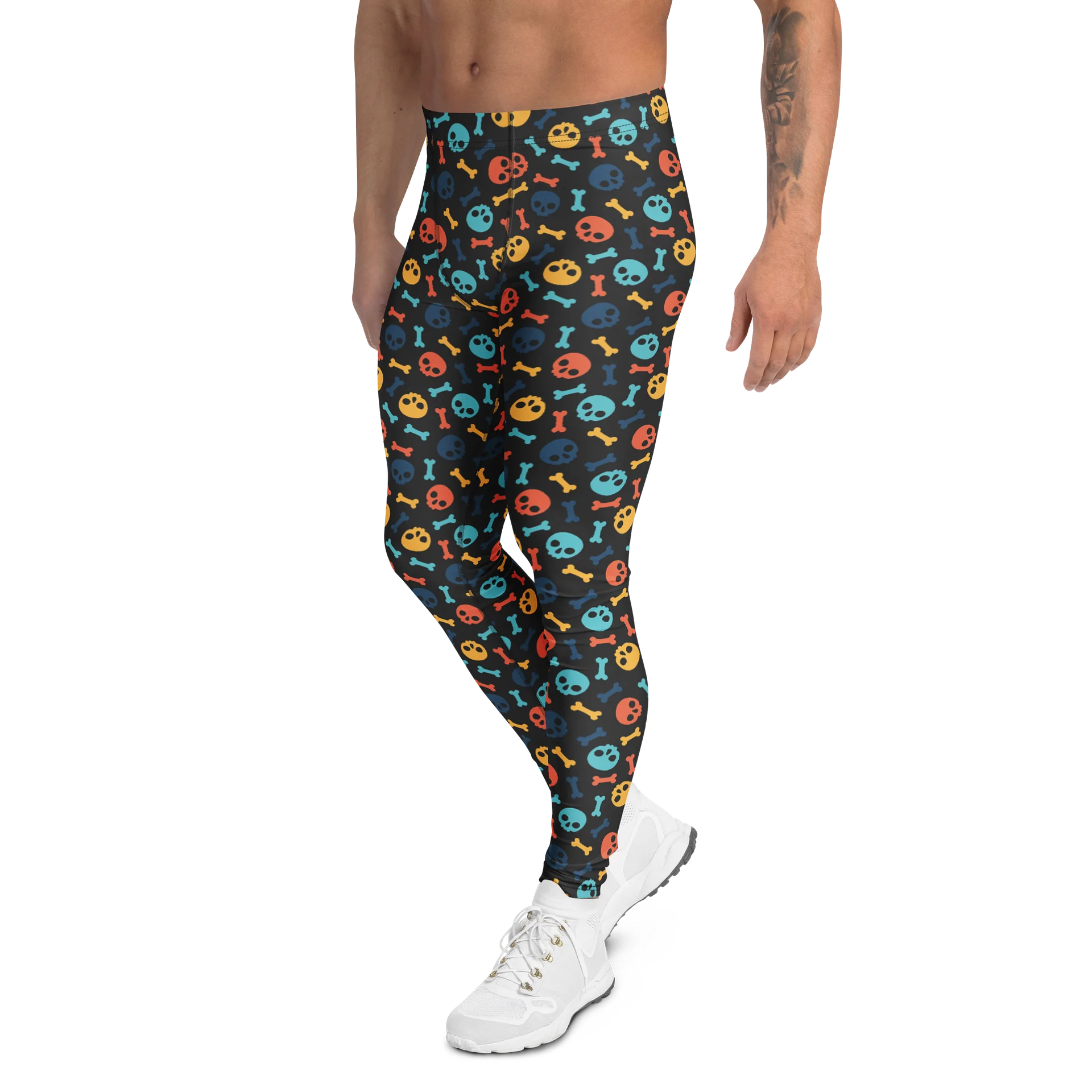 Colorful Skulls and Cross Bones Men's Leggings product image (4)