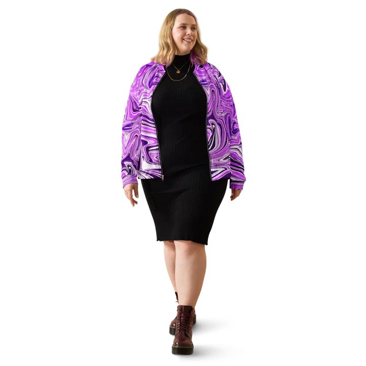 Unisex Bomber Jacket - Purple Digital Fluid Art product image (1)