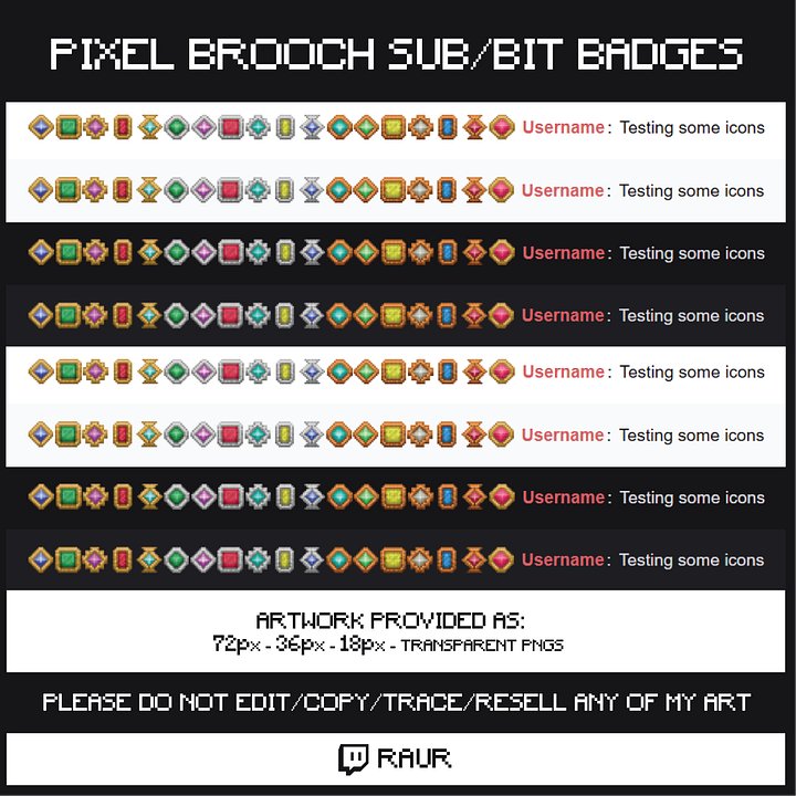 Twitch Pixel Brooches - Sub/Bit Badges product image (2)
