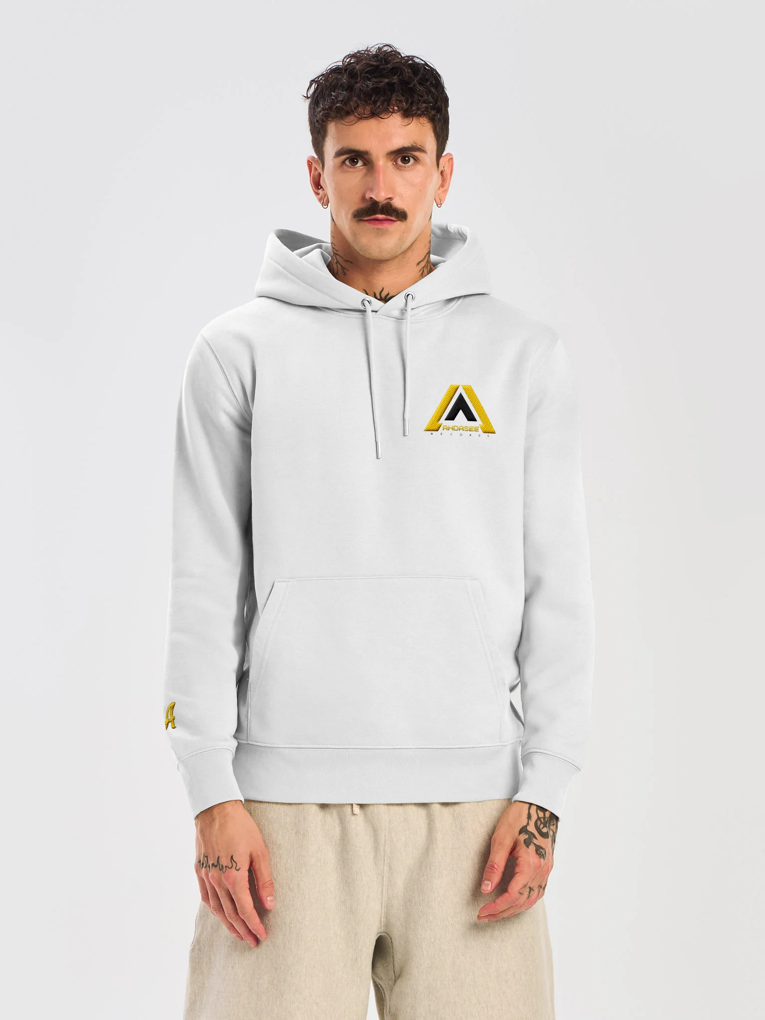 Ahdasee Records Official Logo Embroidered Hoodie - White product image (5)