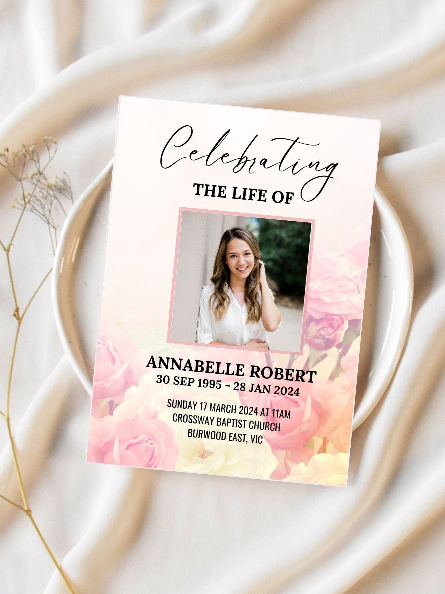 Rose Garden Funeral Program Canva Template product image (2)