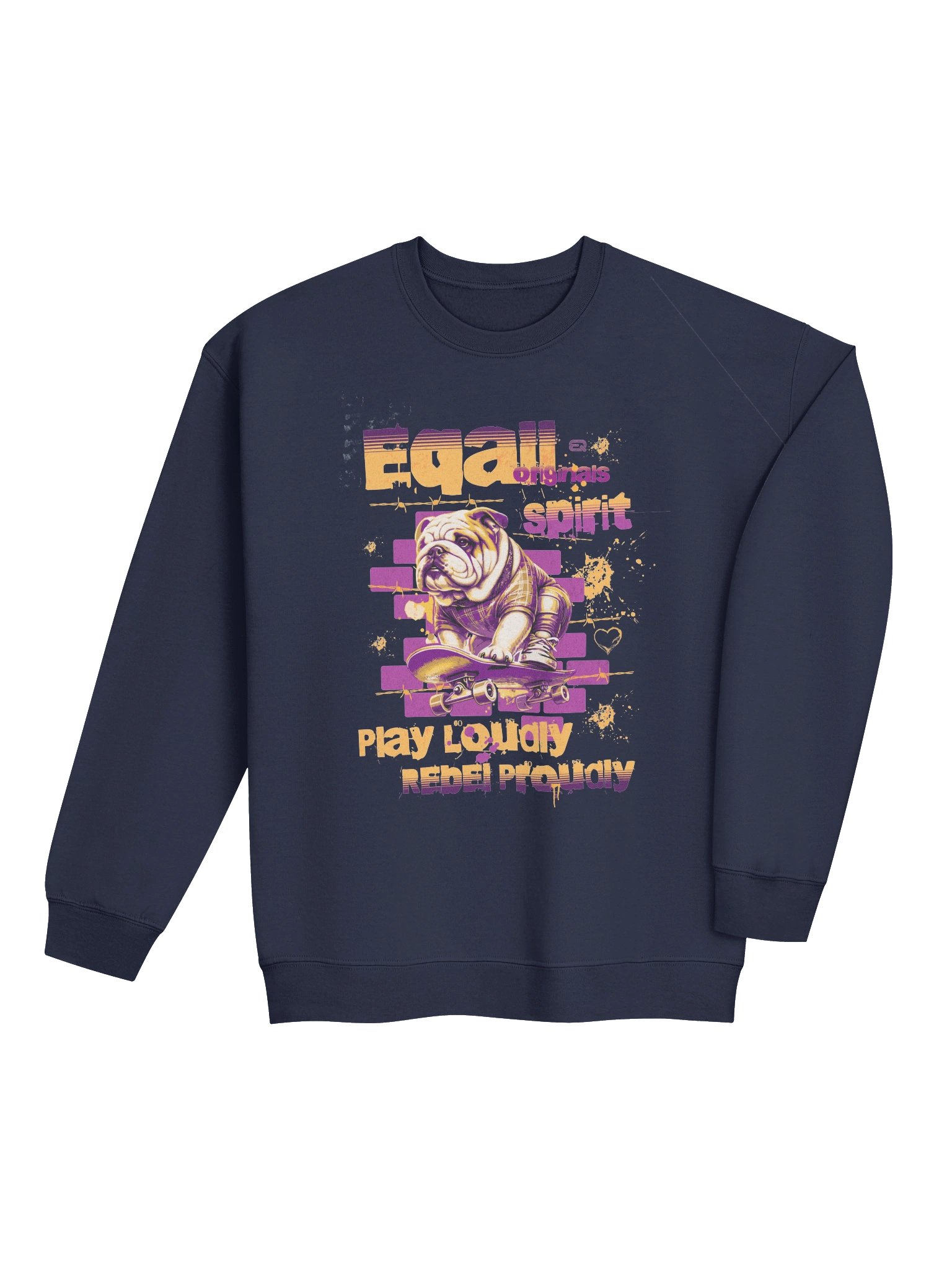 Urban Dog Skater Vibes Midweight PAWSETIQ Crewneck Sweatshirt by EQALL® Originals_Pink_Orange product image (4)
