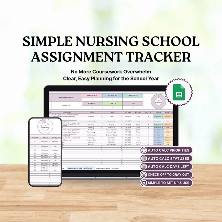 Nursing School Assignment Tracker product image (1)
