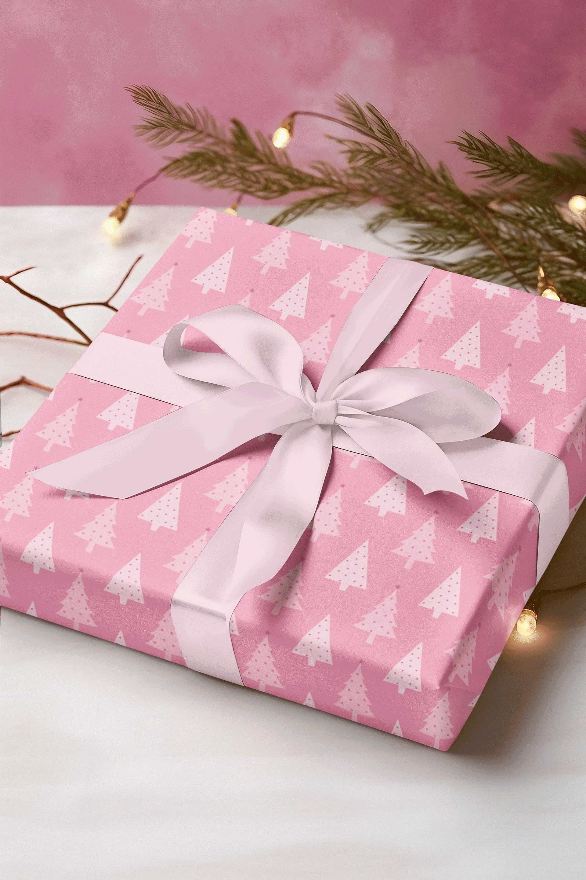 Pink Christmas Tree Wrapping Paper product image (1)