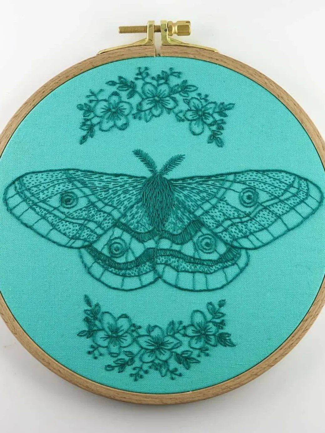 Monochrome Emperor Moth Outline Hand Embroidery Pattern: Beginner-Friendly Line Art Tutorial (PDF Digital Download) product image (2)