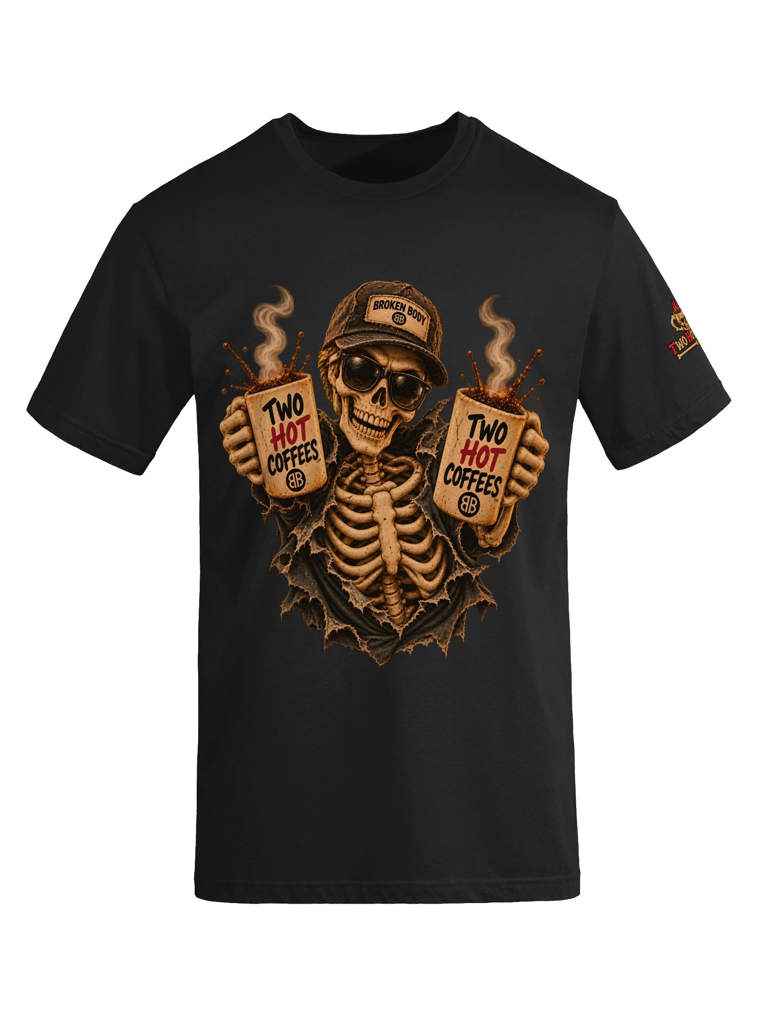 Funny Halloween Coffee Shirt — Two Hot Coffees™ Clean Going In, Vintage Coming Out | Holly-Ween™ product image (6)