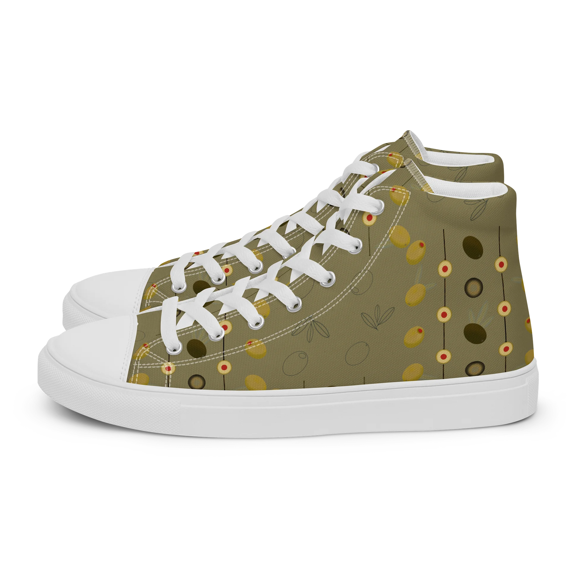 Olive Geometry Women's High Top Canvas Shoes – Olive product image (12)