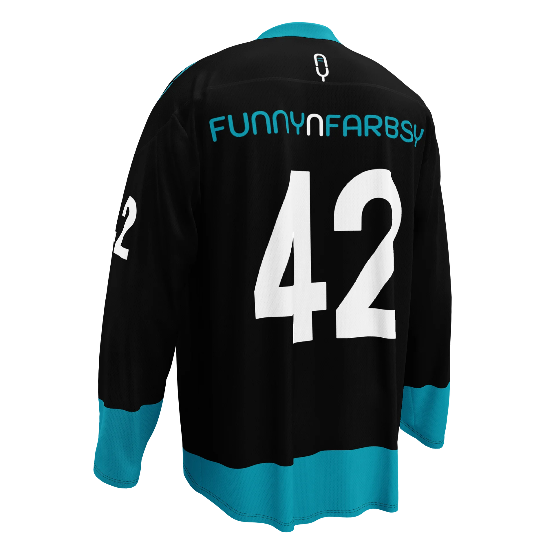 Funny N Farbsy Hockey Jersey (Black and Aqua) product image (4)