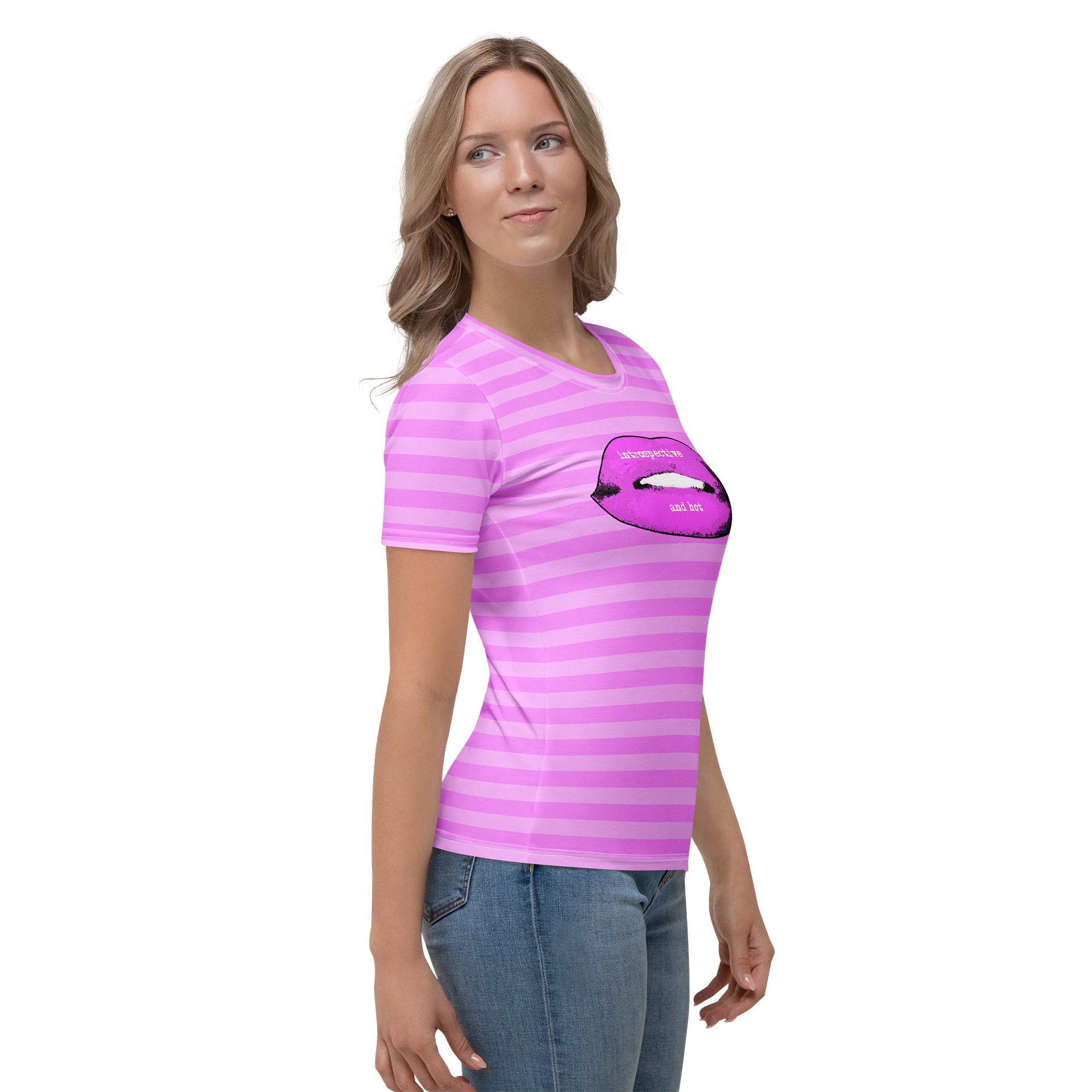 Pink Stripped Lips Designer Tee product image (4)