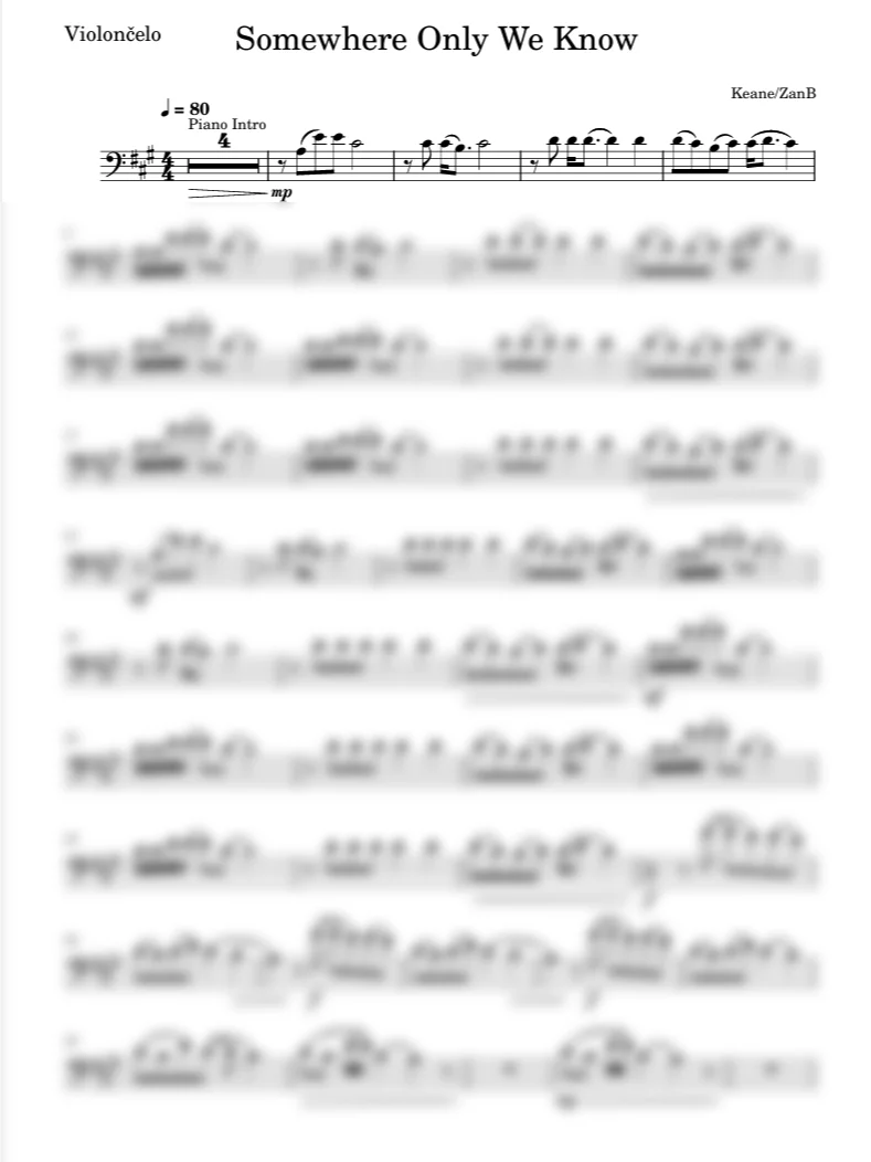 Keane - Somewhere Only We Know (Cello Solo) product image (1)