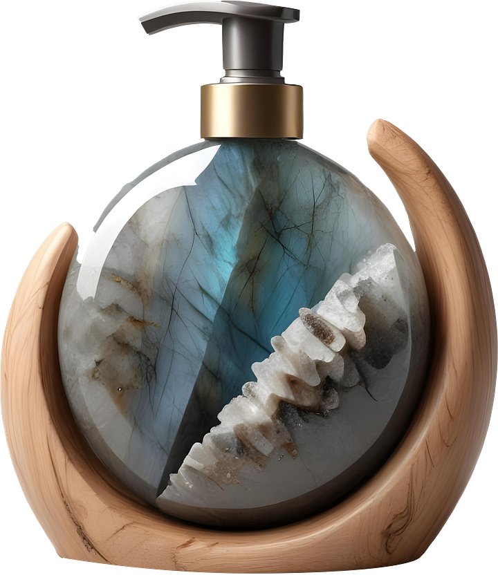 Celestial Grace – Wooden Crescent Crystal Dispenser PNG product image (1)