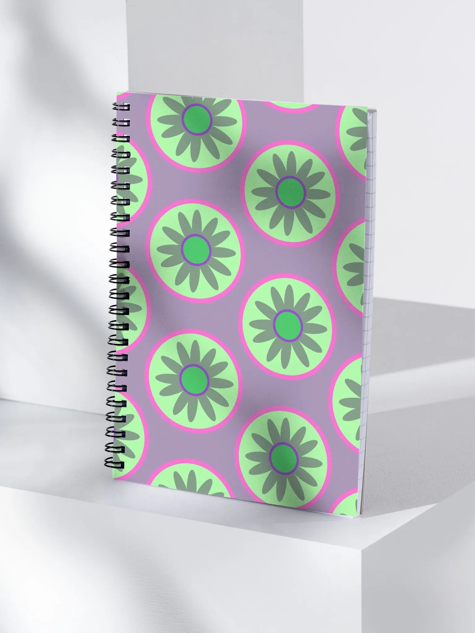 green daisy in circle design notebook product image (4)