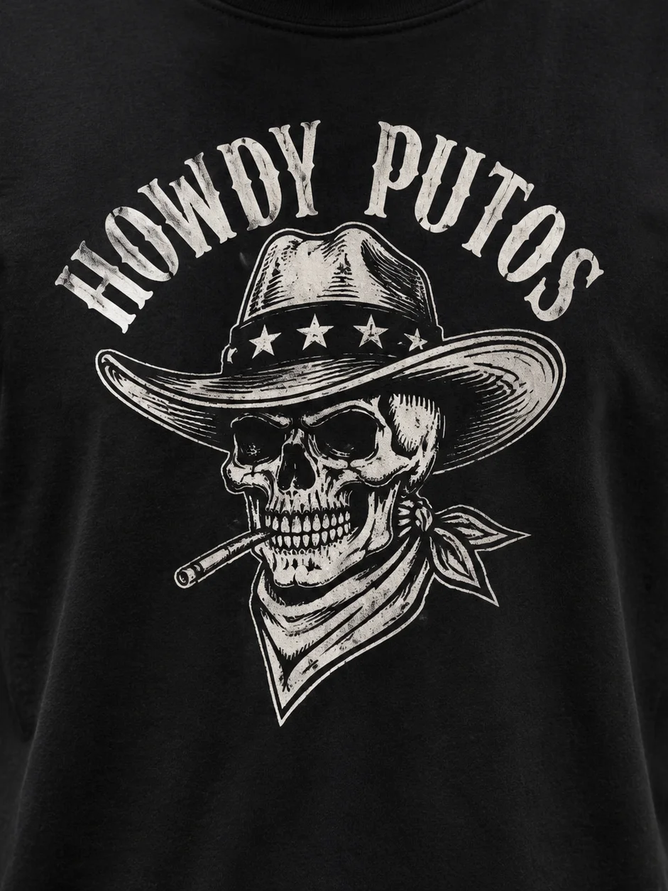 Howdy Puto Skull Cowboy Tee product image (7)